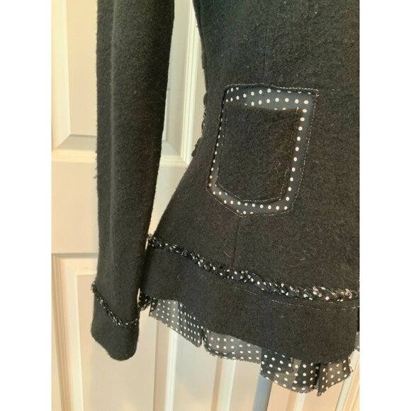 Sparrow Black Cardigan with White Accents - Picture 4 of 10